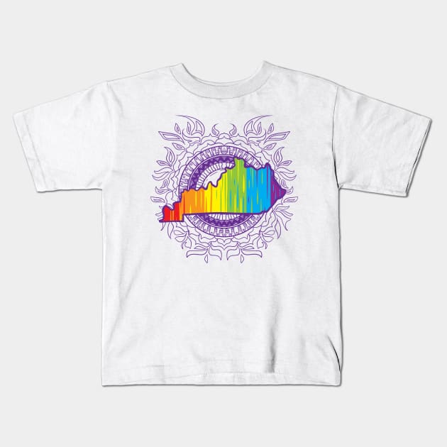 Kentucky Mandala Pride Kids T-Shirt by Manfish Inc.